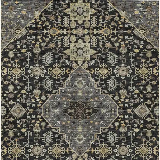 Black And Brown Medallion Washable Indoor Outdoor Area Rug Photo 4