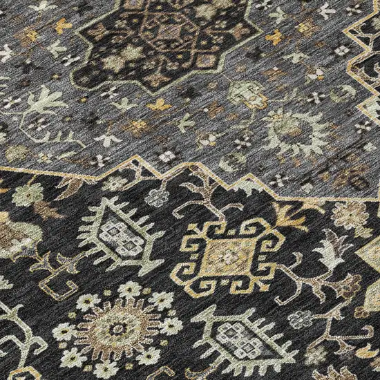 Black And Brown Medallion Washable Indoor Outdoor Area Rug Photo 6