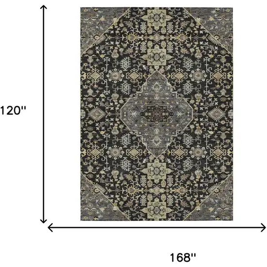 Black And Brown Medallion Washable Indoor Outdoor Area Rug Photo 7