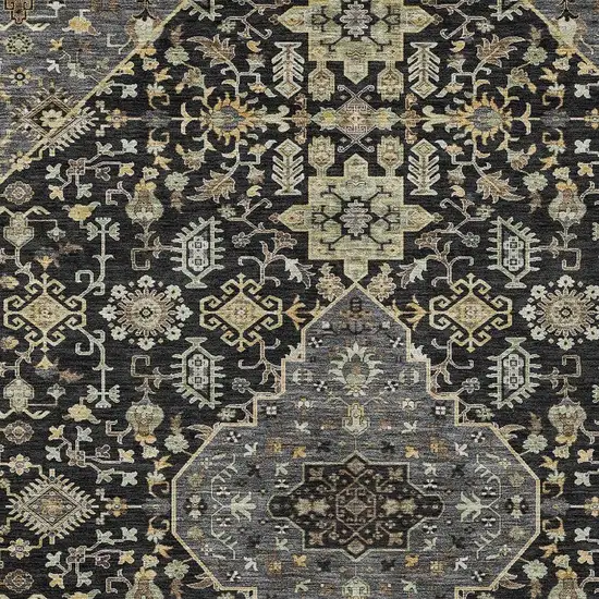 Black And Brown Medallion Washable Indoor Outdoor Area Rug Photo 3