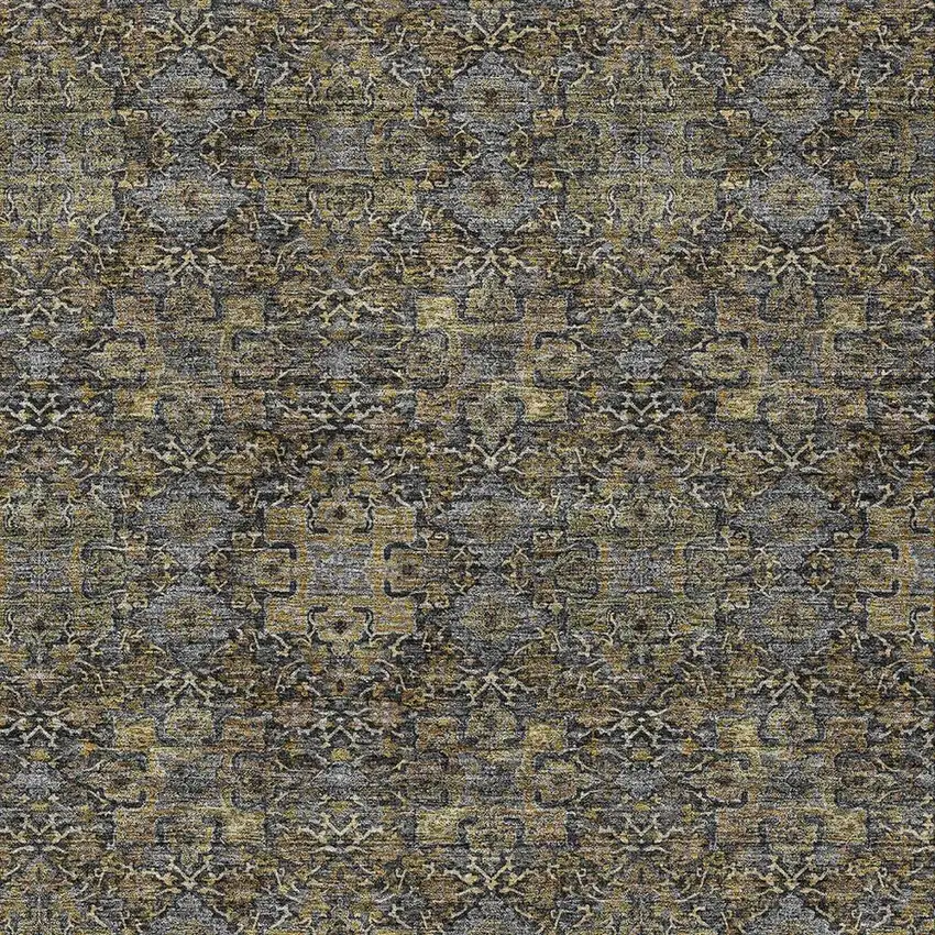 Black And Brown Oriental Washable Indoor Outdoor Area Rug Photo 3