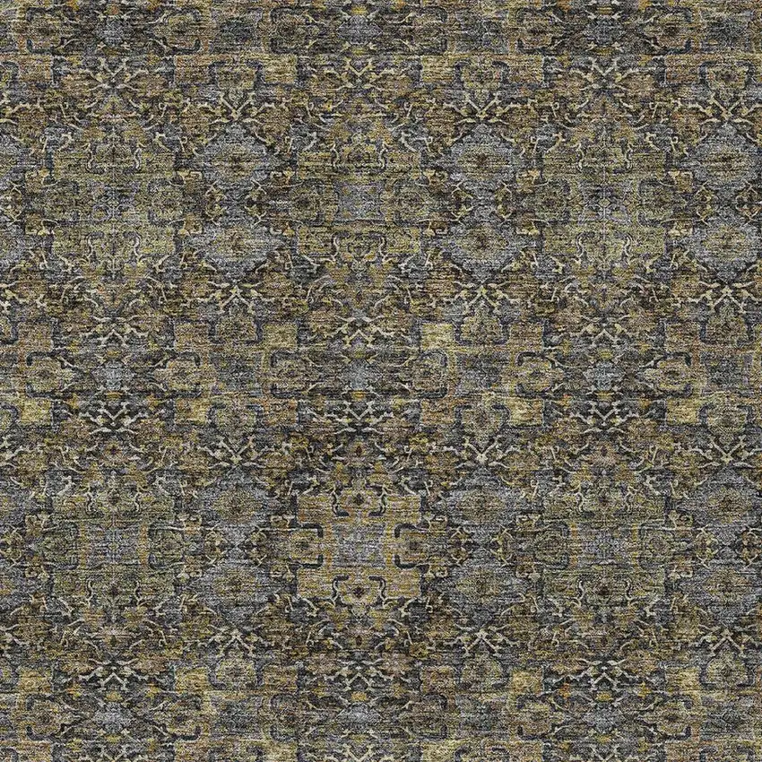 Black And Brown Oriental Washable Indoor Outdoor Area Rug Photo 3
