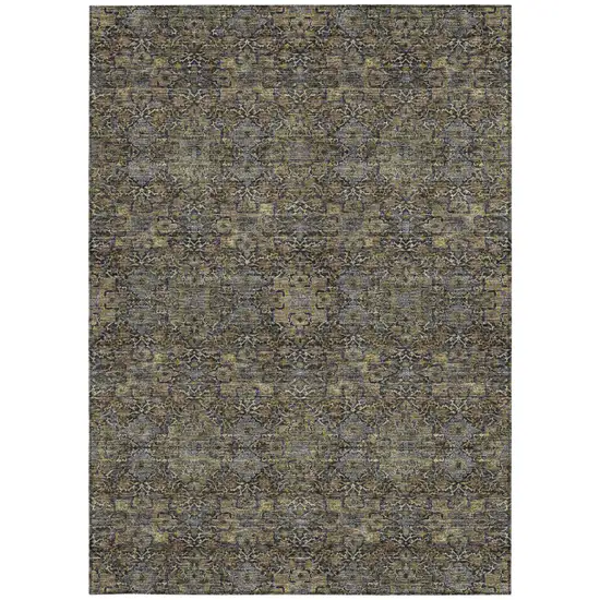 Black And Brown Oriental Washable Indoor Outdoor Area Rug Photo 4