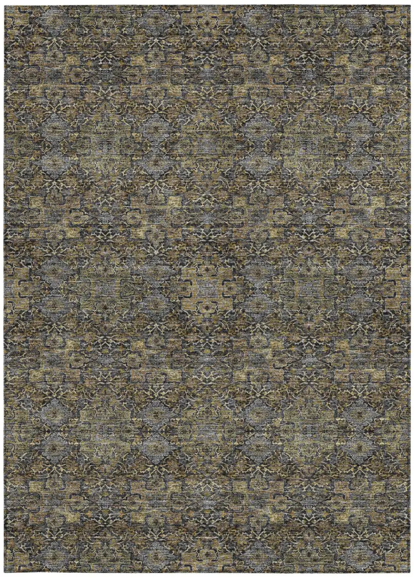 Black And Brown Oriental Washable Indoor Outdoor Area Rug Photo 4