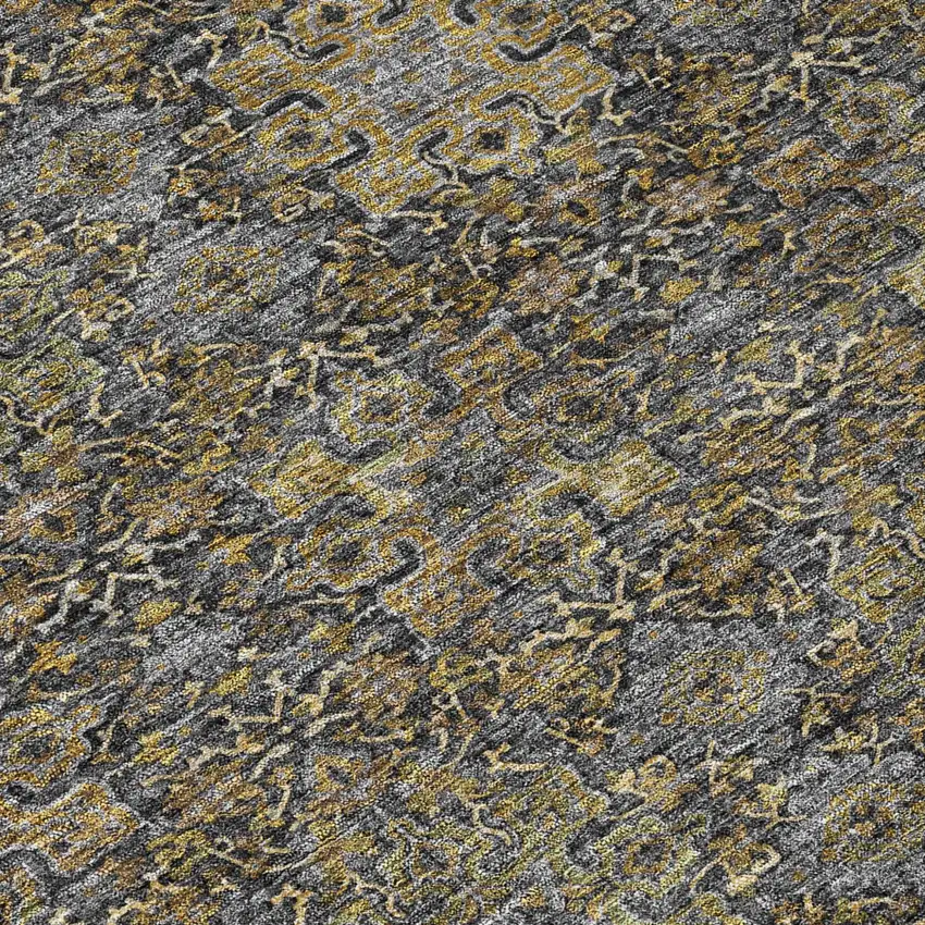 Black And Brown Oriental Washable Indoor Outdoor Area Rug Photo 6