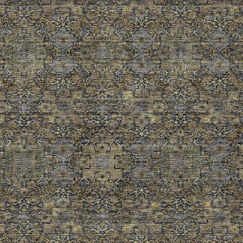 Black And Brown Oriental Washable Indoor Outdoor Area Rug Photo 3