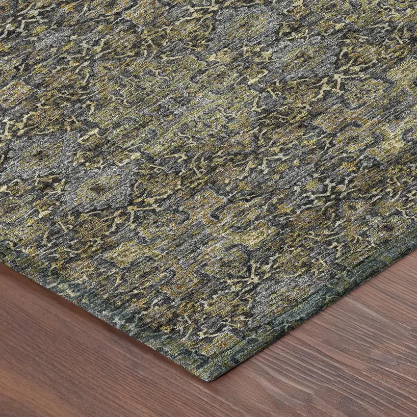 Black And Brown Oriental Washable Indoor Outdoor Area Rug Photo 5