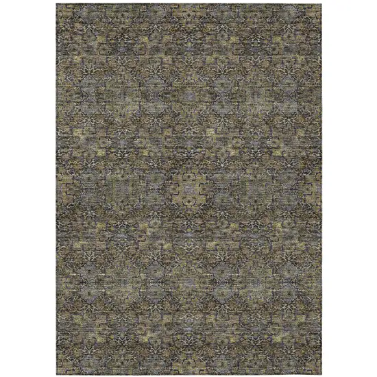 Black And Brown Oriental Washable Indoor Outdoor Area Rug Photo 2