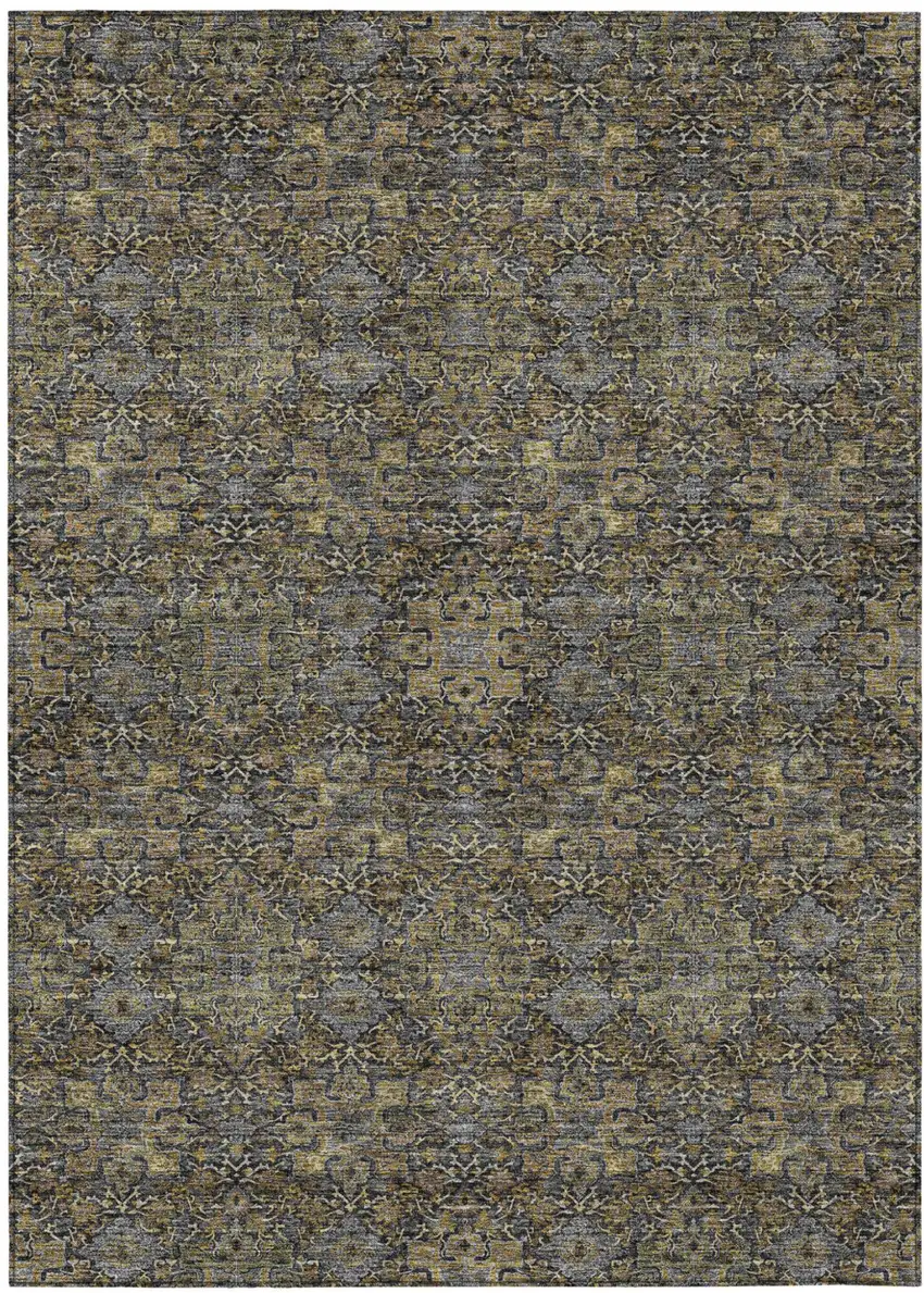 Black And Brown Oriental Washable Indoor Outdoor Area Rug Photo 2