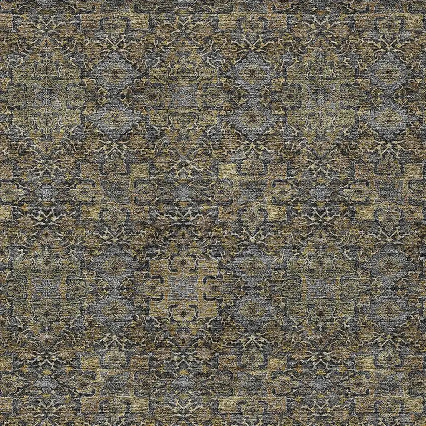 Black And Brown Oriental Washable Indoor Outdoor Area Rug Photo 3