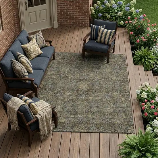 Black And Brown Oriental Washable Indoor Outdoor Area Rug Photo 1