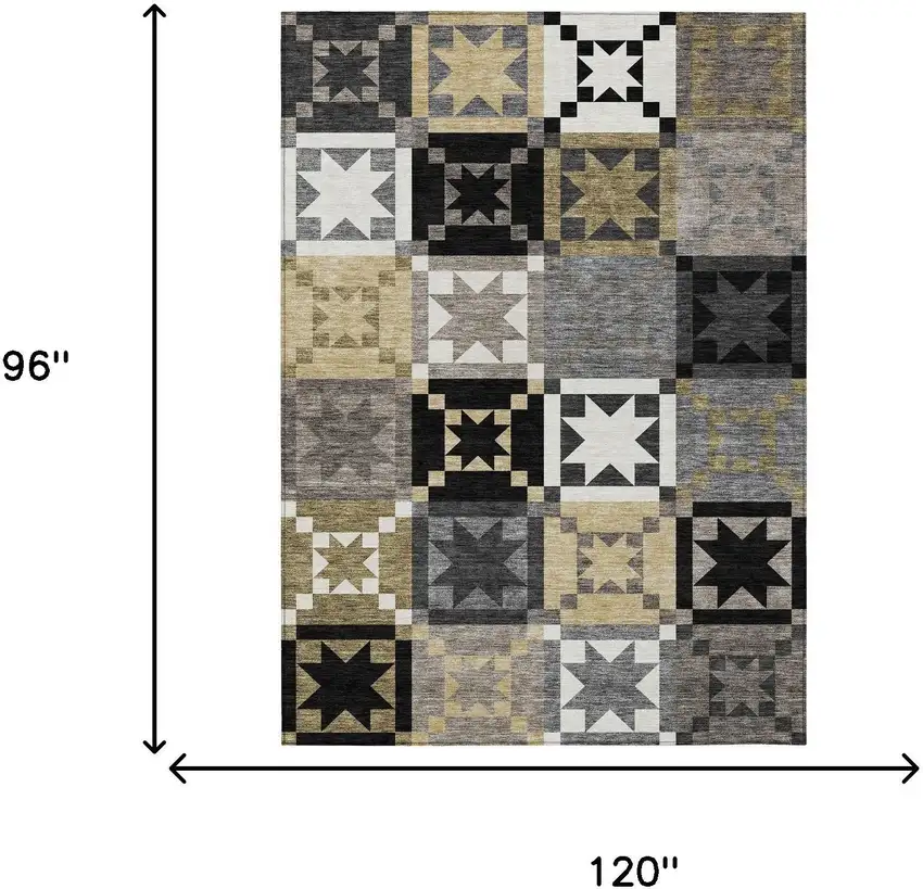 Black And Brown Patchwork Washable Indoor Outdoor Area Rug Photo 8