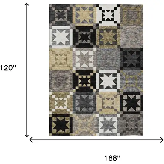 Black And Brown Patchwork Washable Indoor Outdoor Area Rug Photo 8