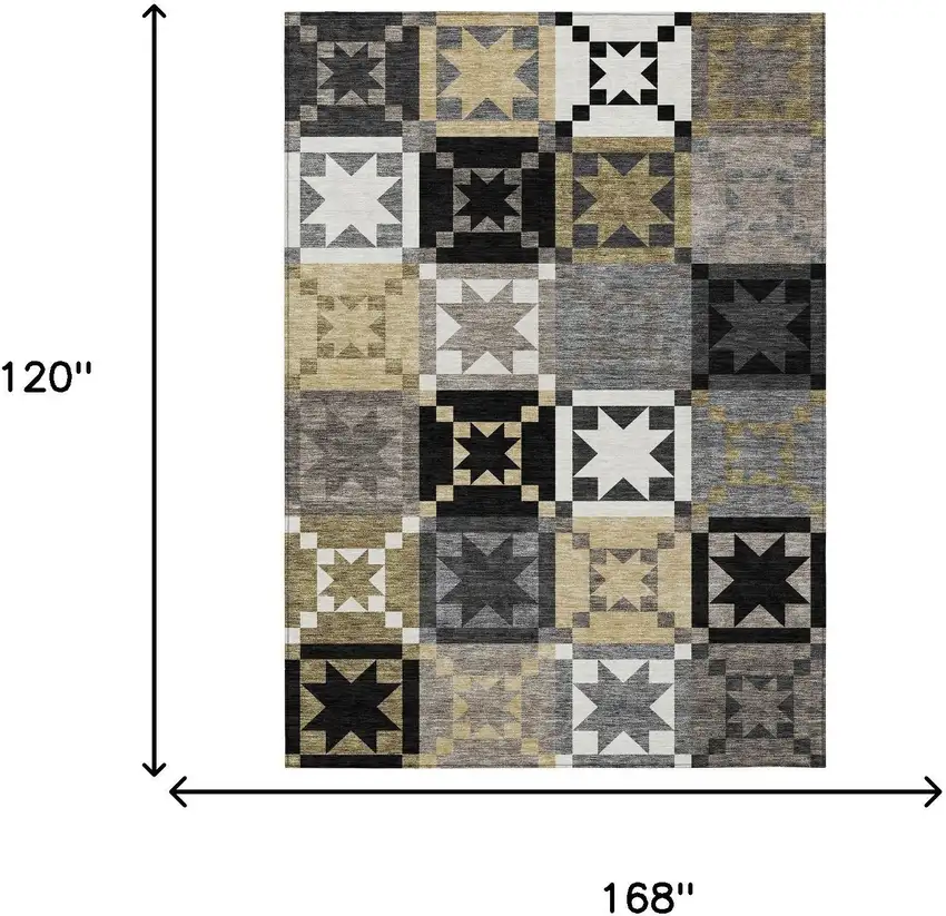 Black And Brown Patchwork Washable Indoor Outdoor Area Rug Photo 8