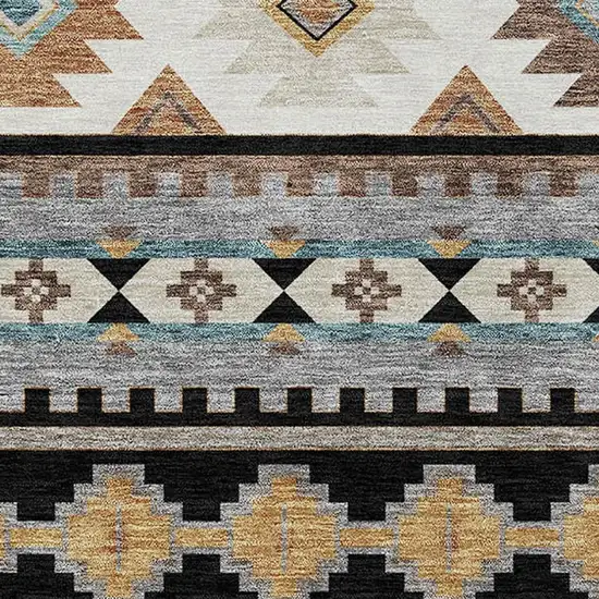 Black And Brown Southwestern Washable Indoor Outdoor Area Rug Photo 2