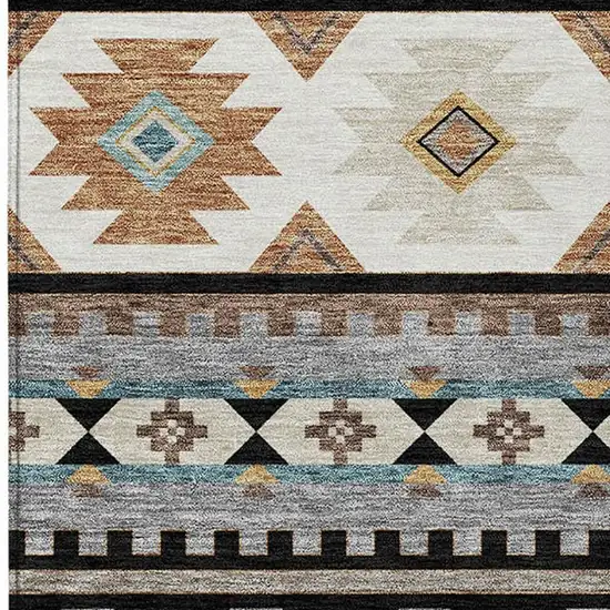 Black And Brown Southwestern Washable Indoor Outdoor Area Rug Photo 2