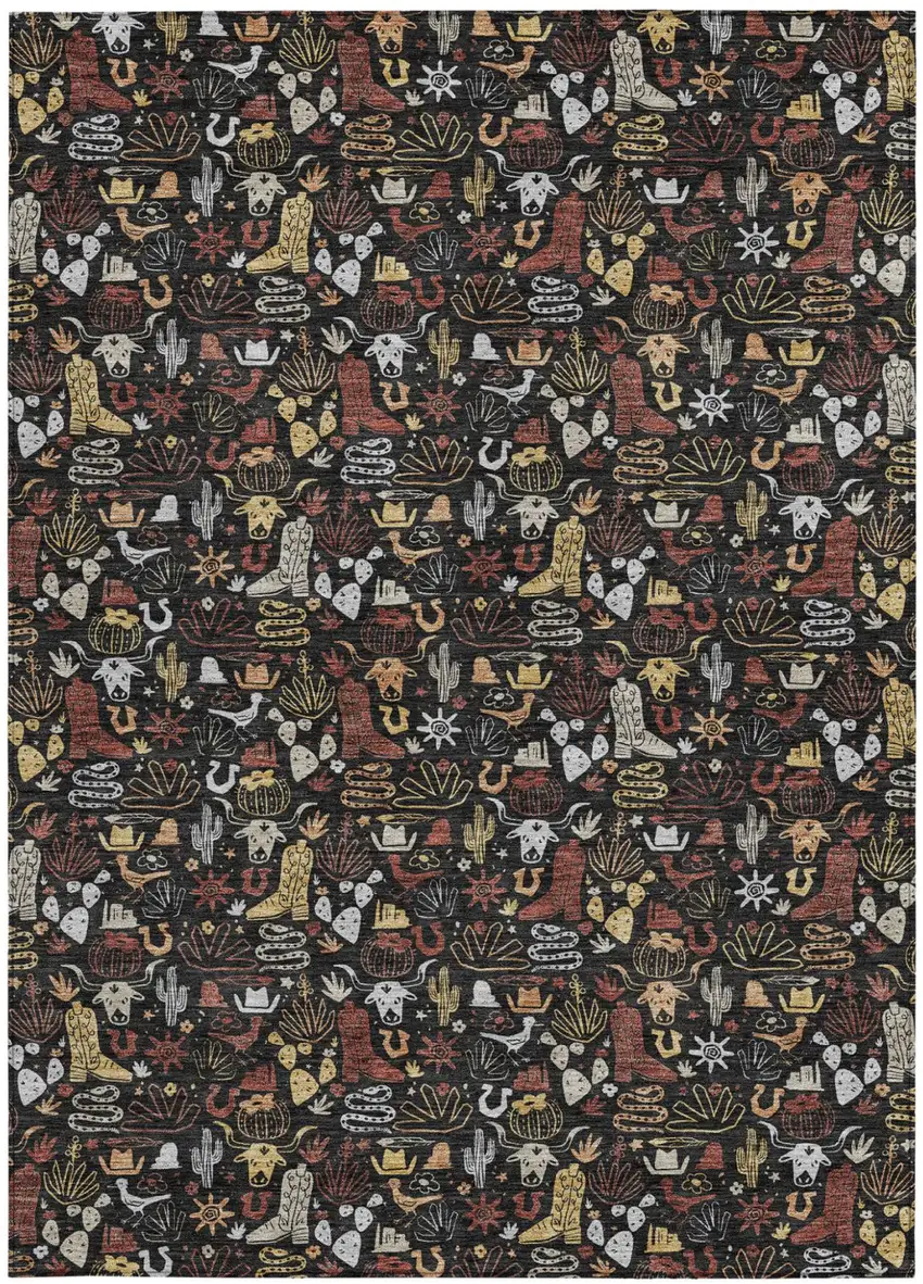 Black And Brown Stars Washable Indoor Outdoor Area Rug Photo 3