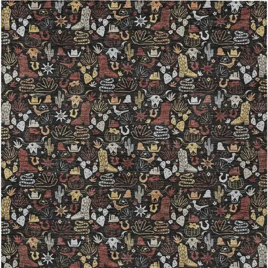 Black And Brown Stars Washable Indoor Outdoor Area Rug Photo 3