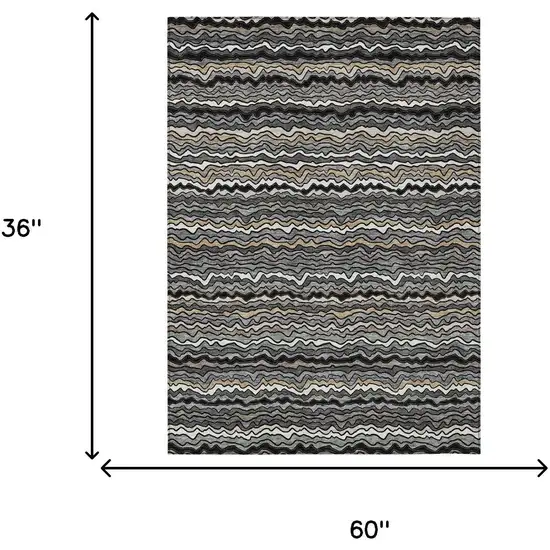 Black And Brown Striped Washable Indoor Outdoor Area Rug Photo 6