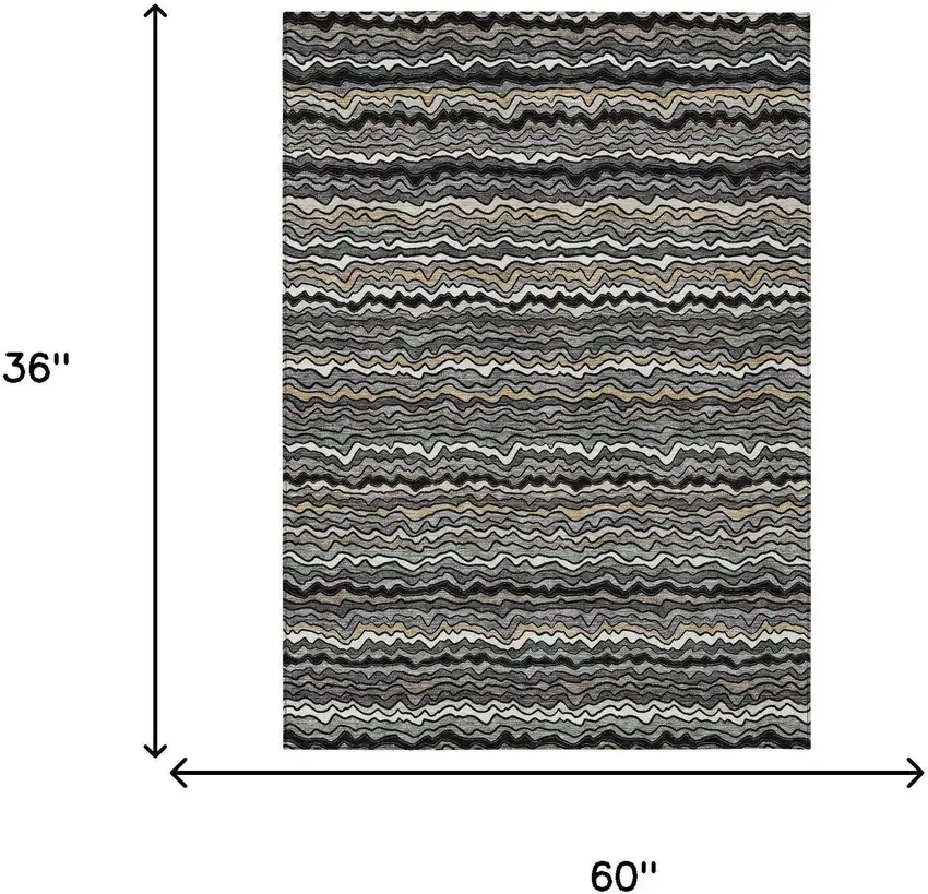 Black And Brown Striped Washable Indoor Outdoor Area Rug Photo 6