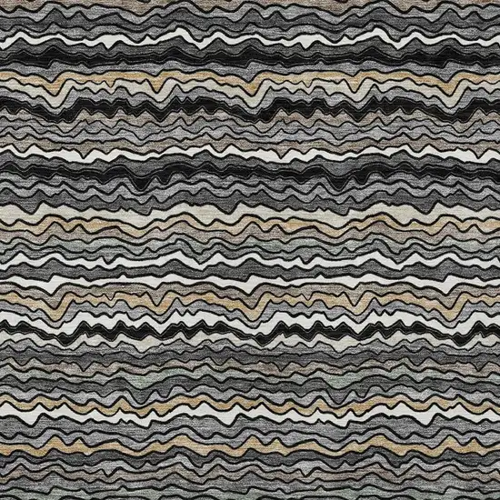 Black And Brown Striped Washable Indoor Outdoor Area Rug Photo 2