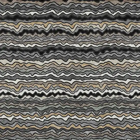 Black And Brown Striped Washable Indoor Outdoor Area Rug Photo 3