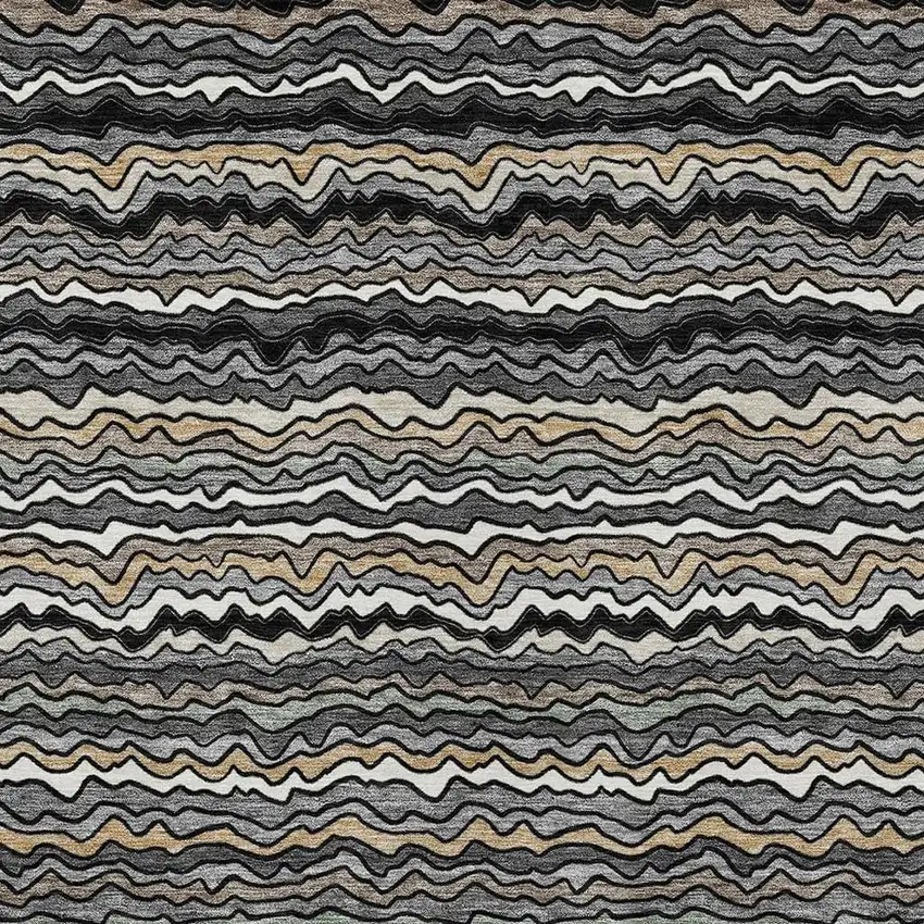 Black And Brown Striped Washable Indoor Outdoor Area Rug Photo 3