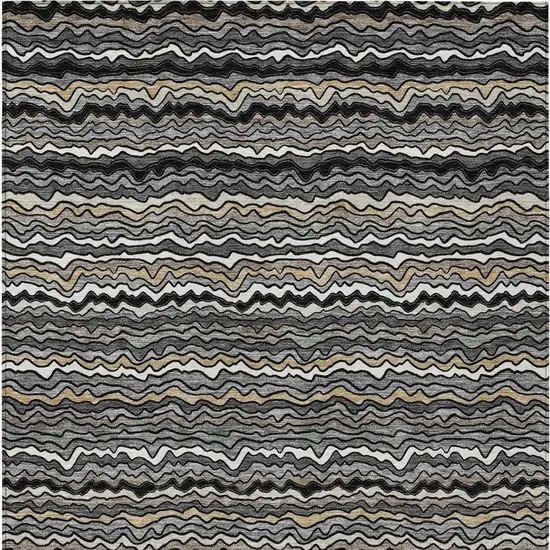 Black And Brown Striped Washable Indoor Outdoor Area Rug Photo 2