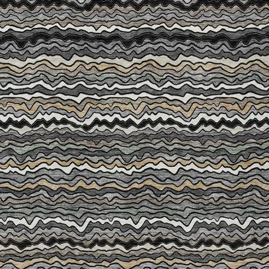 Black And Brown Striped Washable Indoor Outdoor Area Rug Photo 2