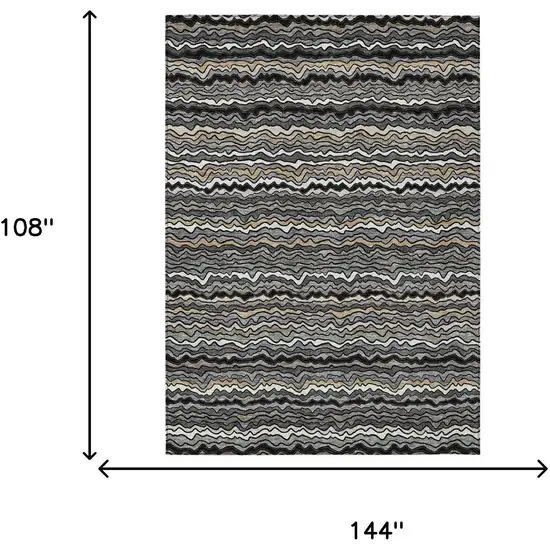 Black And Brown Striped Washable Indoor Outdoor Area Rug Photo 6