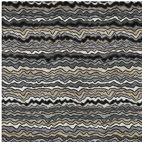 Black And Brown Striped Washable Indoor Outdoor Area Rug Photo 2