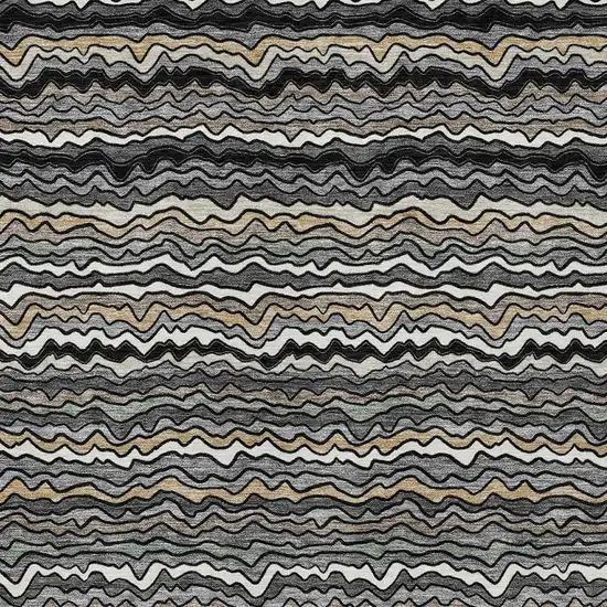 Black And Brown Striped Washable Indoor Outdoor Area Rug Photo 2