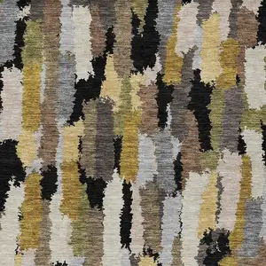 Photo of Black And Brown Striped Washable Indoor Outdoor Area Rug