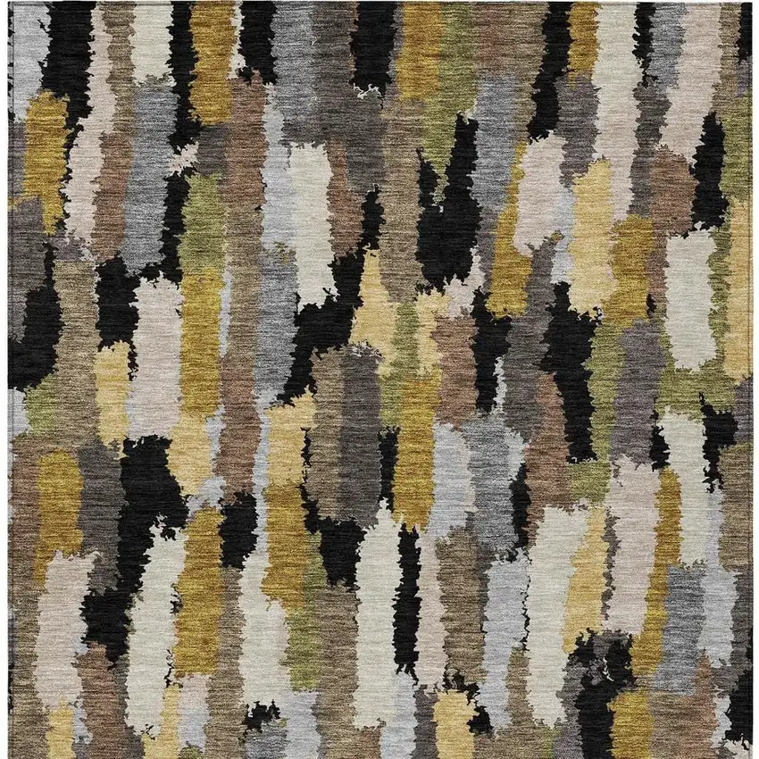 Black And Brown Striped Washable Indoor Outdoor Area Rug Photo 3