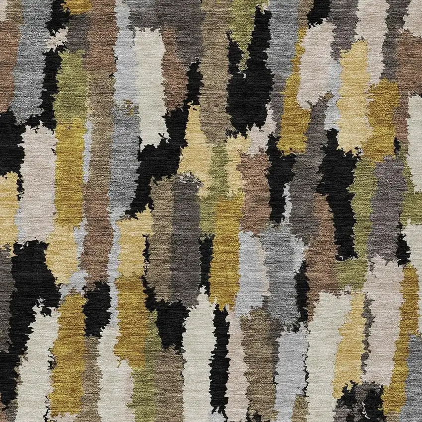 Black And Brown Striped Washable Indoor Outdoor Area Rug Photo 2