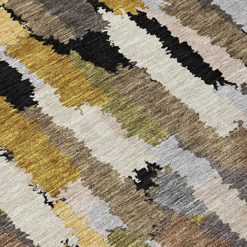 Black And Brown Striped Washable Indoor Outdoor Area Rug Photo 9