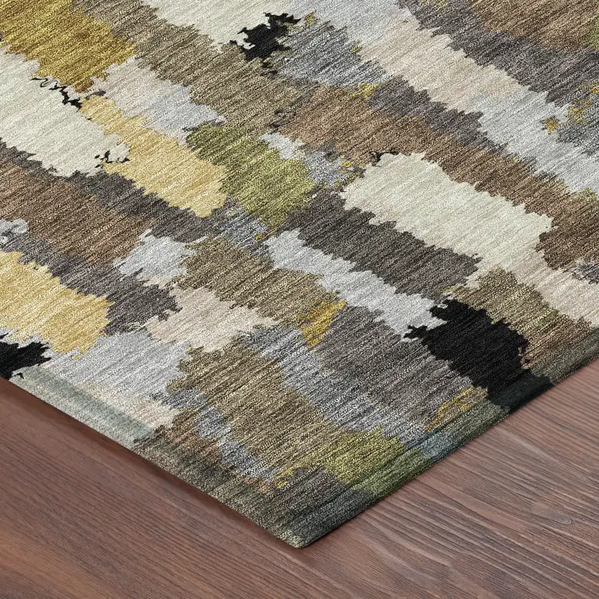 Black And Brown Striped Washable Indoor Outdoor Area Rug Photo 8