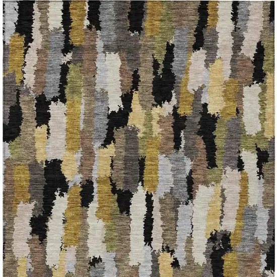 Black And Brown Striped Washable Indoor Outdoor Area Rug Photo 3