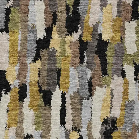 Black And Brown Striped Washable Indoor Outdoor Area Rug Photo 2