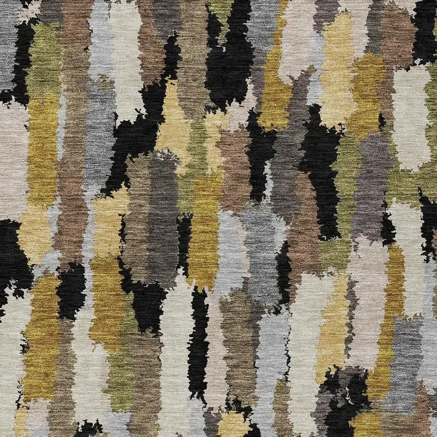 Black And Brown Striped Washable Indoor Outdoor Area Rug Photo 2