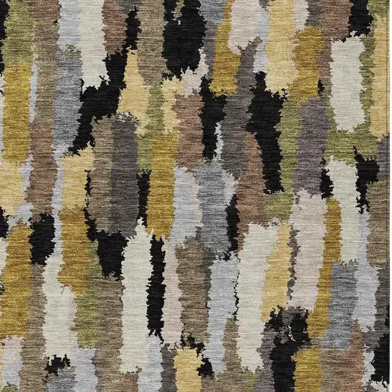 Black And Brown Striped Washable Indoor Outdoor Area Rug Photo 2