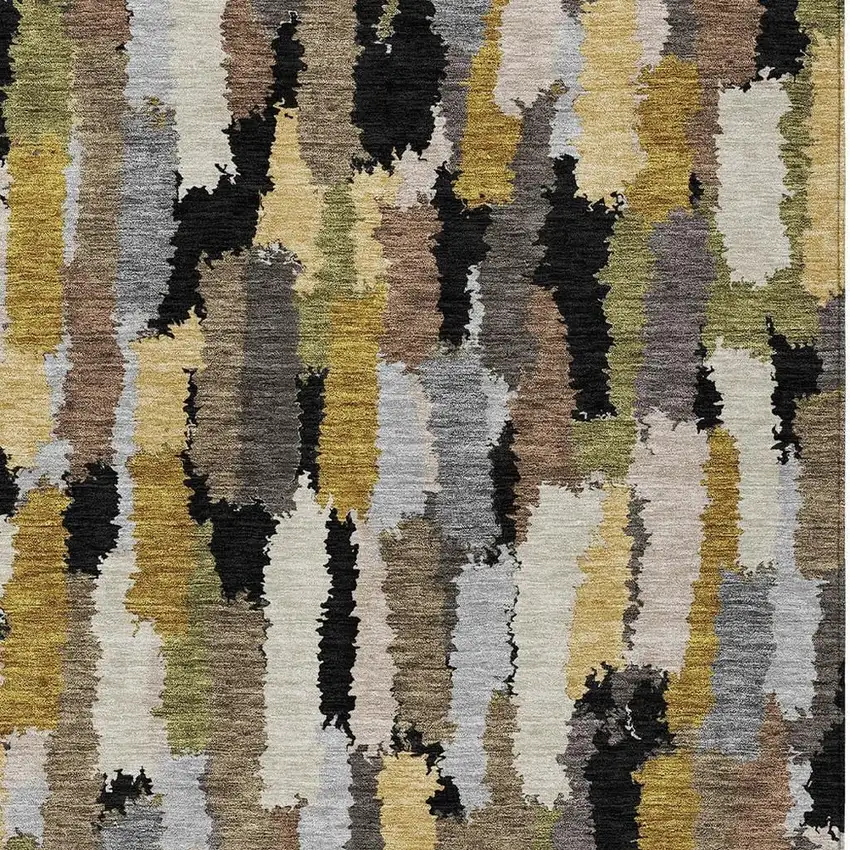 Black And Brown Striped Washable Indoor Outdoor Area Rug Photo 2