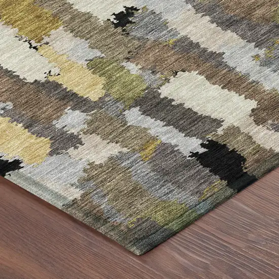 Black And Brown Striped Washable Indoor Outdoor Area Rug Photo 8