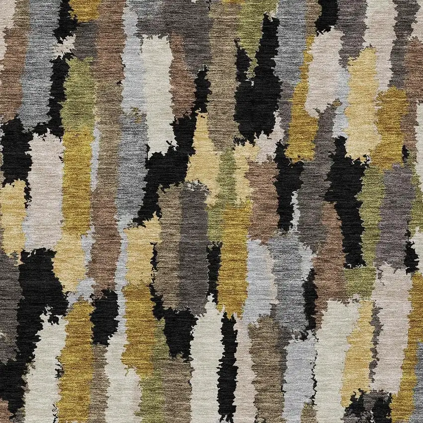 Black And Brown Striped Washable Indoor Outdoor Area Rug Photo 2
