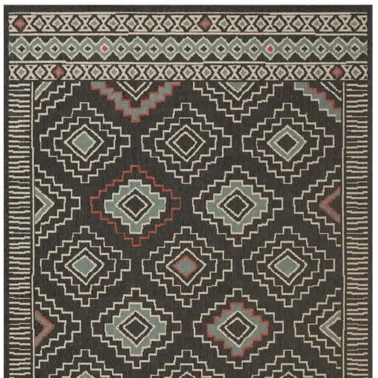 Black And Brown Tribal Square Rug Photo 5