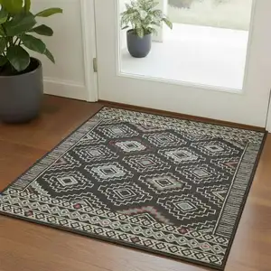 Photo of Black And Brown Tribal Square Rug