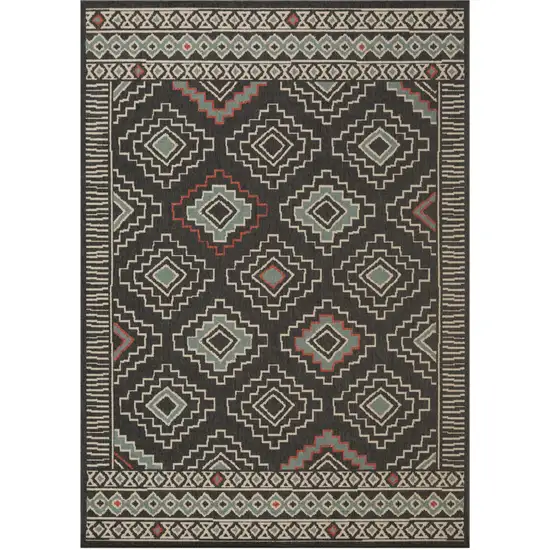Black And Brown Tribal Square Rug Photo 2