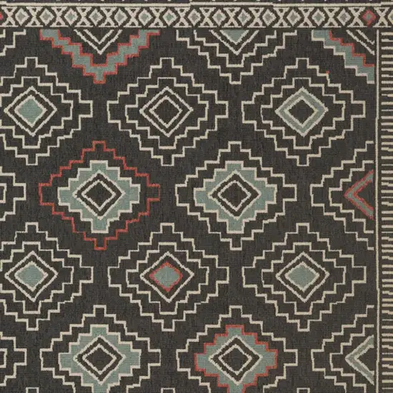Black And Brown Tribal Square Rug Photo 4