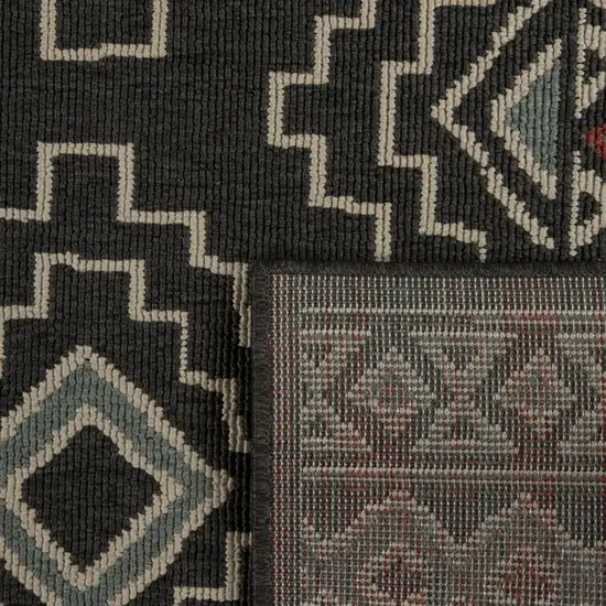 Black And Brown Tribal Square Rug Photo 9
