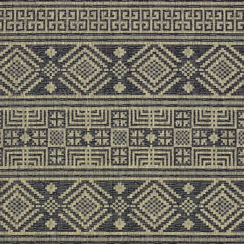 Black And Brown Tribal Square Rug Photo 4